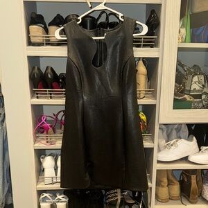 Amanda Uprichard Leather Puzzle dress in Black